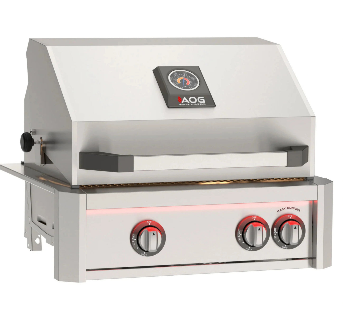 AOG L-Series 24" 2-Burner Natural Gas Built-In Grill with Backburner and Rotisserie Kit High Performance Outdoor Cooking