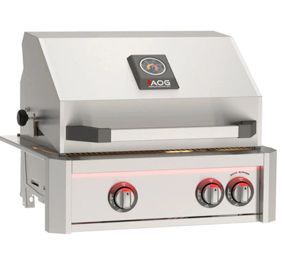 AOG L-Series 24" 2-Burner Natural Gas Built-In Grill with Backburner and Rotisserie Kit High Performance Outdoor Cooking