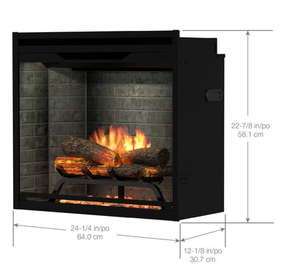 Revillusion® 24" Built-In Electric Firebox - Tumbled Glass Ember Bed, Grey Brick