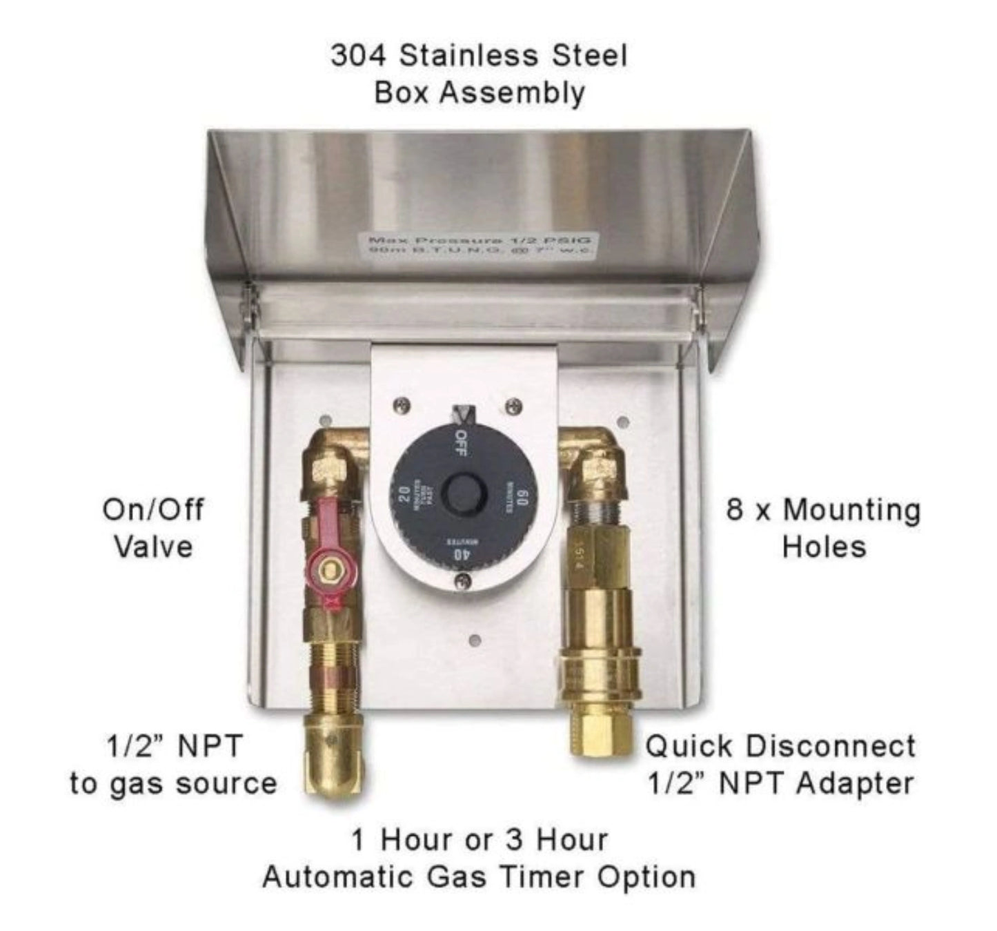 Fire Magic 5521-01T Gas Connection Box with 1-Hour Timer & Quick Disconnect