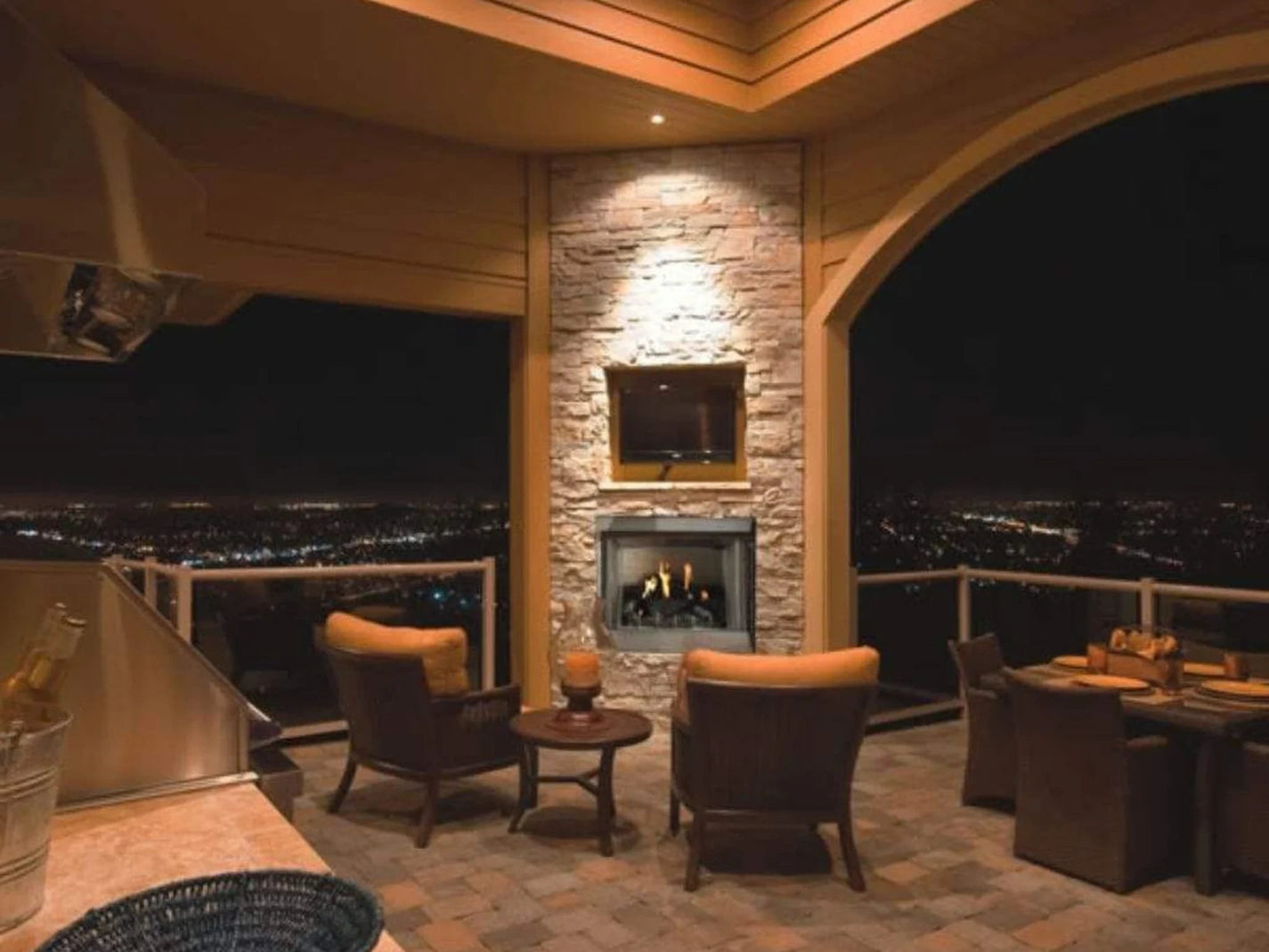 Empire White Mountain Hearth Carol Rose Coastal 36" Stainless Steel Traditional Premium Outdoor Natural/Propane Gas Fireplace with Millivolt Control