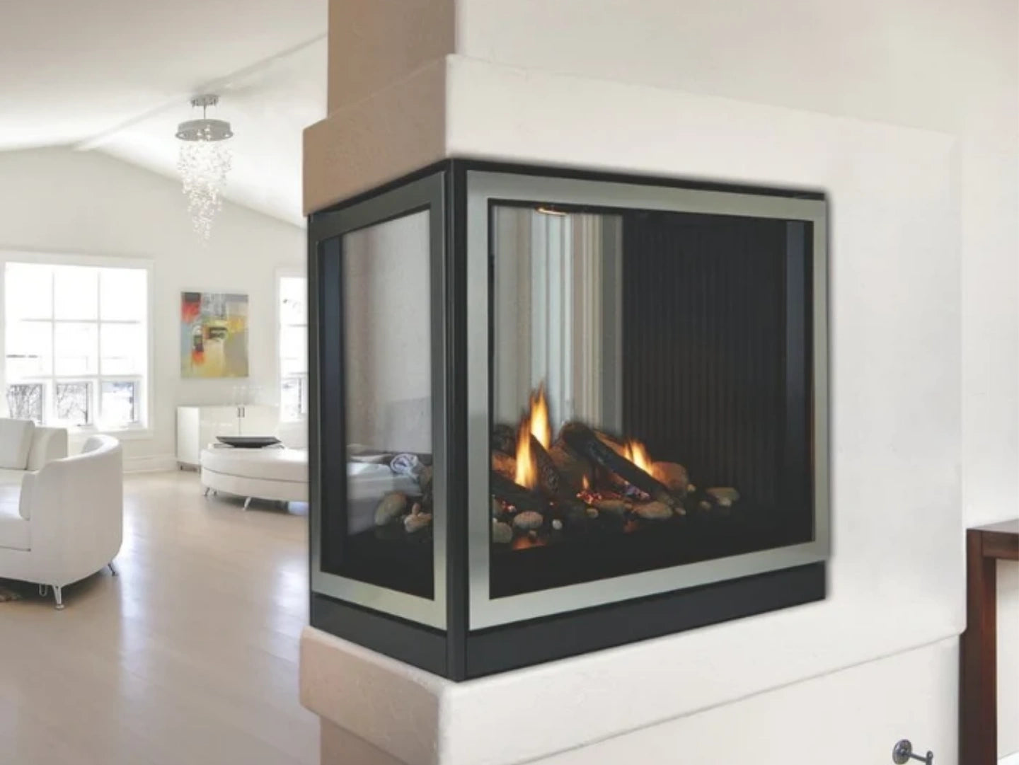 Empire White Mountain Hearth Tahoe Clean Face 36" Direct Vent Premium Peninsula Gas Fireplace with IPI Control and On/Off Switch