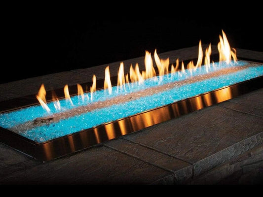 Empire White Mountain Hearth Carol Rose Coastal 48" Vent-Free Stainless Steel Outdoor Linear Gas Fire Pit with Manual Control and Multicolor LED Lighting