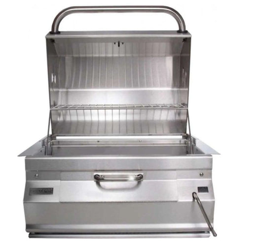 Fire Magic 24" Built-In Stainless Steel Charcoal Grill with Smoker Hood and Analog Thermometer