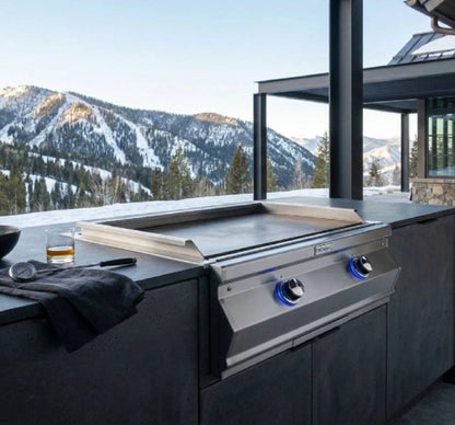 Fire Magic Aurora 30" Built-In Propane Gourmet Griddle with Stainless Steel Griddle Surface and Cover