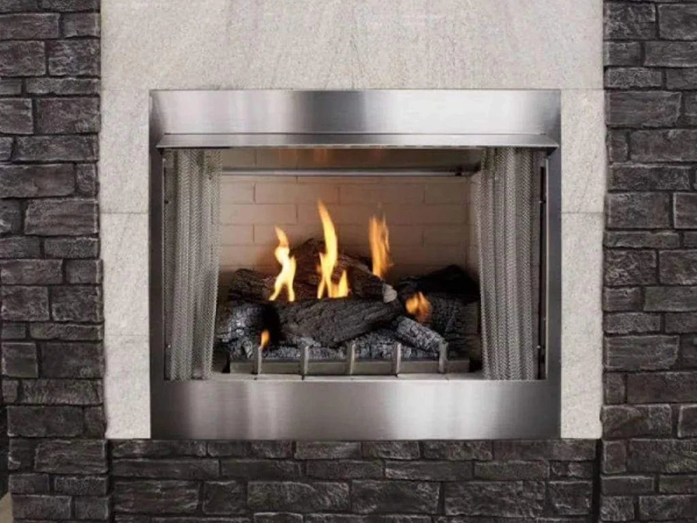 Empire White Mountain Hearth Carol Rose Coastal 36" Stainless Steel Traditional Premium Outdoor Natural/Propane Gas Fireplace with Millivolt Control