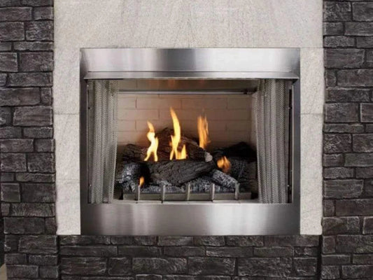 Empire White Mountain Hearth Carol Rose Coastal 36" Stainless Steel Traditional Premium Outdoor Natural/Propane Gas Fireplace with Millivolt Control