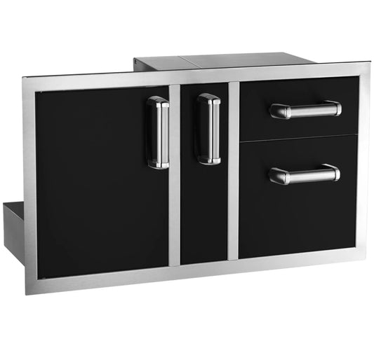 Fire Magic Echelon Black Access Door with Platter Storage & Double Drawer