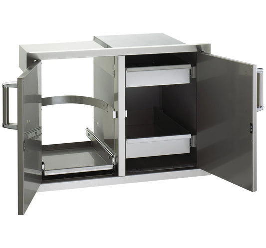 Fire Magic Premium Flush Double Doors with Tank Tray, Louvers & Dual Drawers