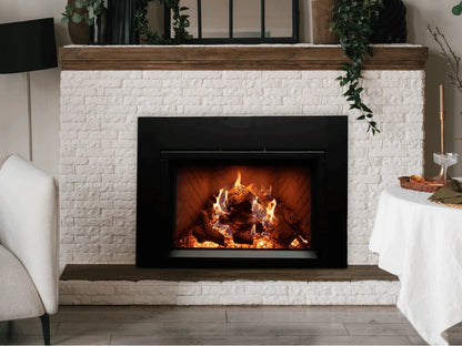 Empire White Mountain Hearth Rainier 34" Direct Vent Propane Gas Fireplace Insert with IPI Control Proflame 2 Blower Ember Lights and Accent Lighting