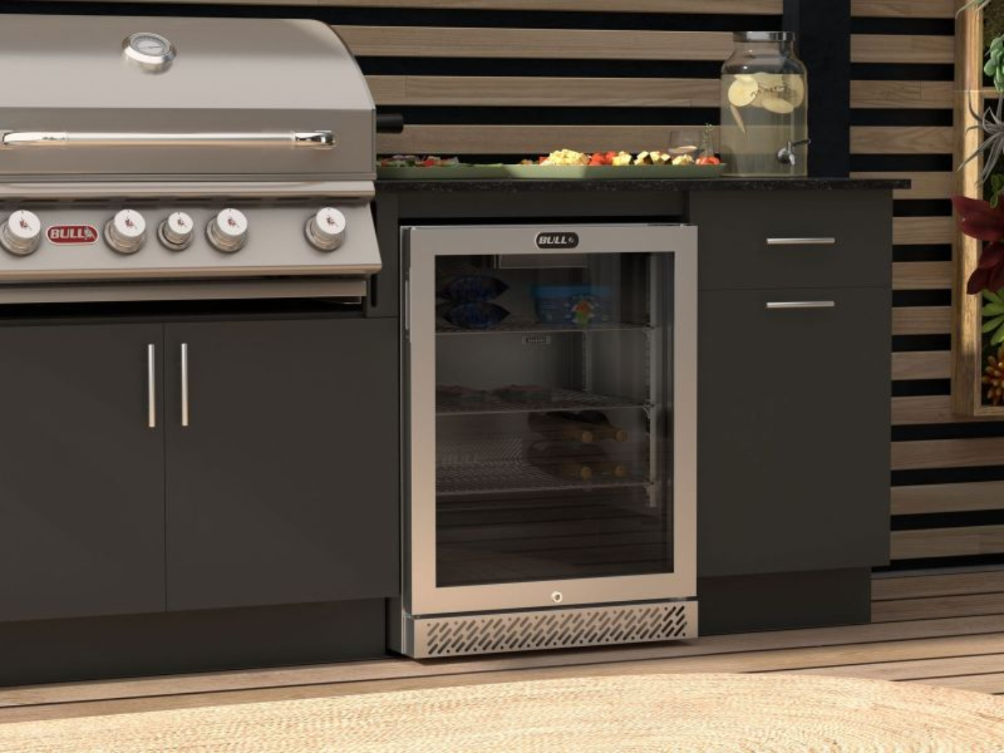 Power Q In Quartzsite Granite Top (Includes Outlaw Grill/Contemporary Fridge/Fridge Frame/Double Door/Side Burner)
