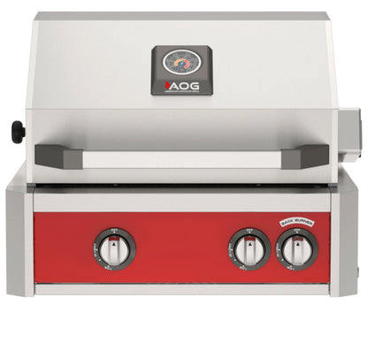 AOG L-Series 24" 2-Burner Liquid Propane Built-In Grill with Backburner and Rotisserie Kit High Performance Outdoor Cooking
