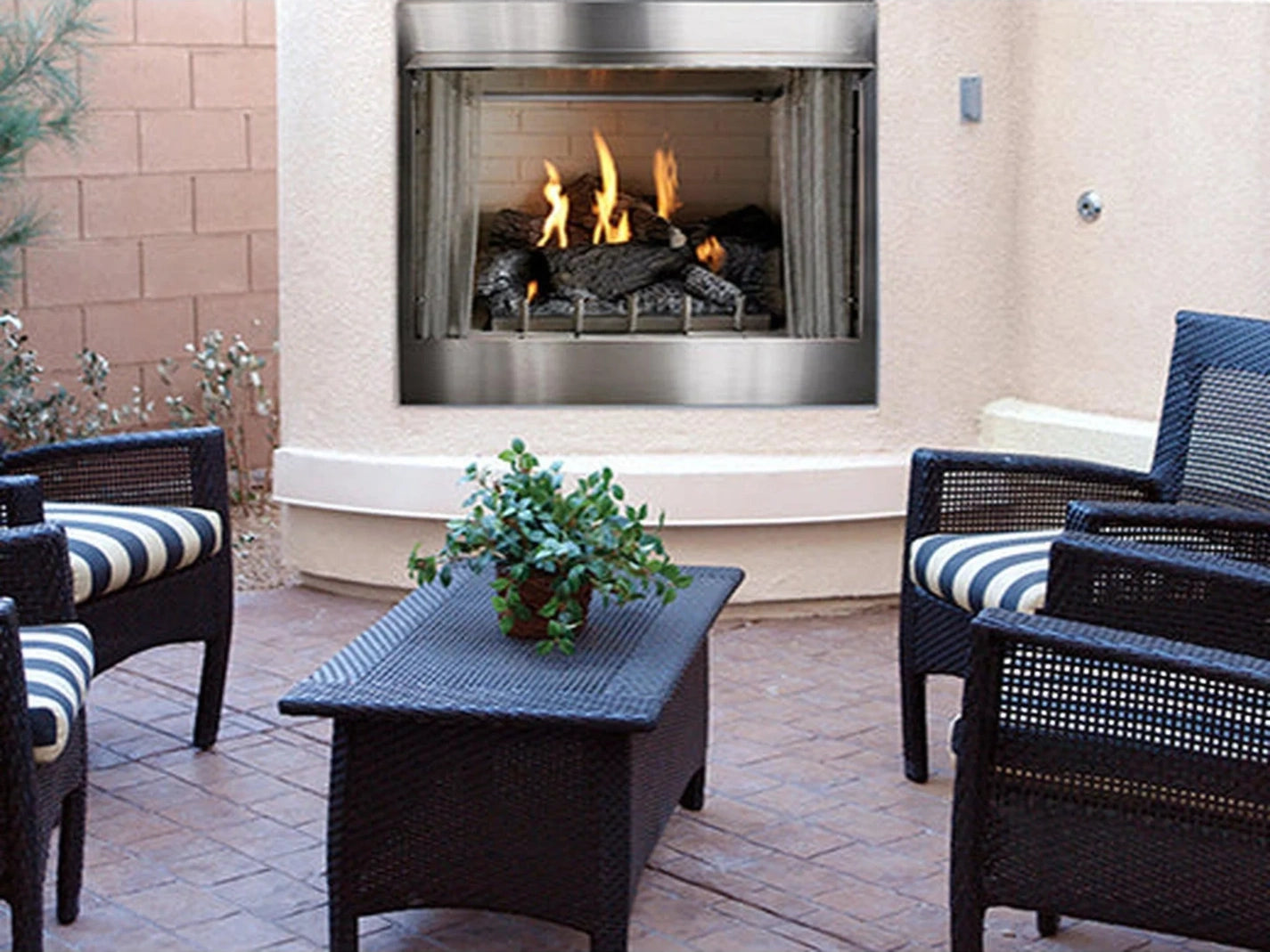 Empire White Mountain Hearth Carol Rose Coastal 36" Stainless Steel Traditional Premium Outdoor Natural/Propane Gas Fireplace with Millivolt Control