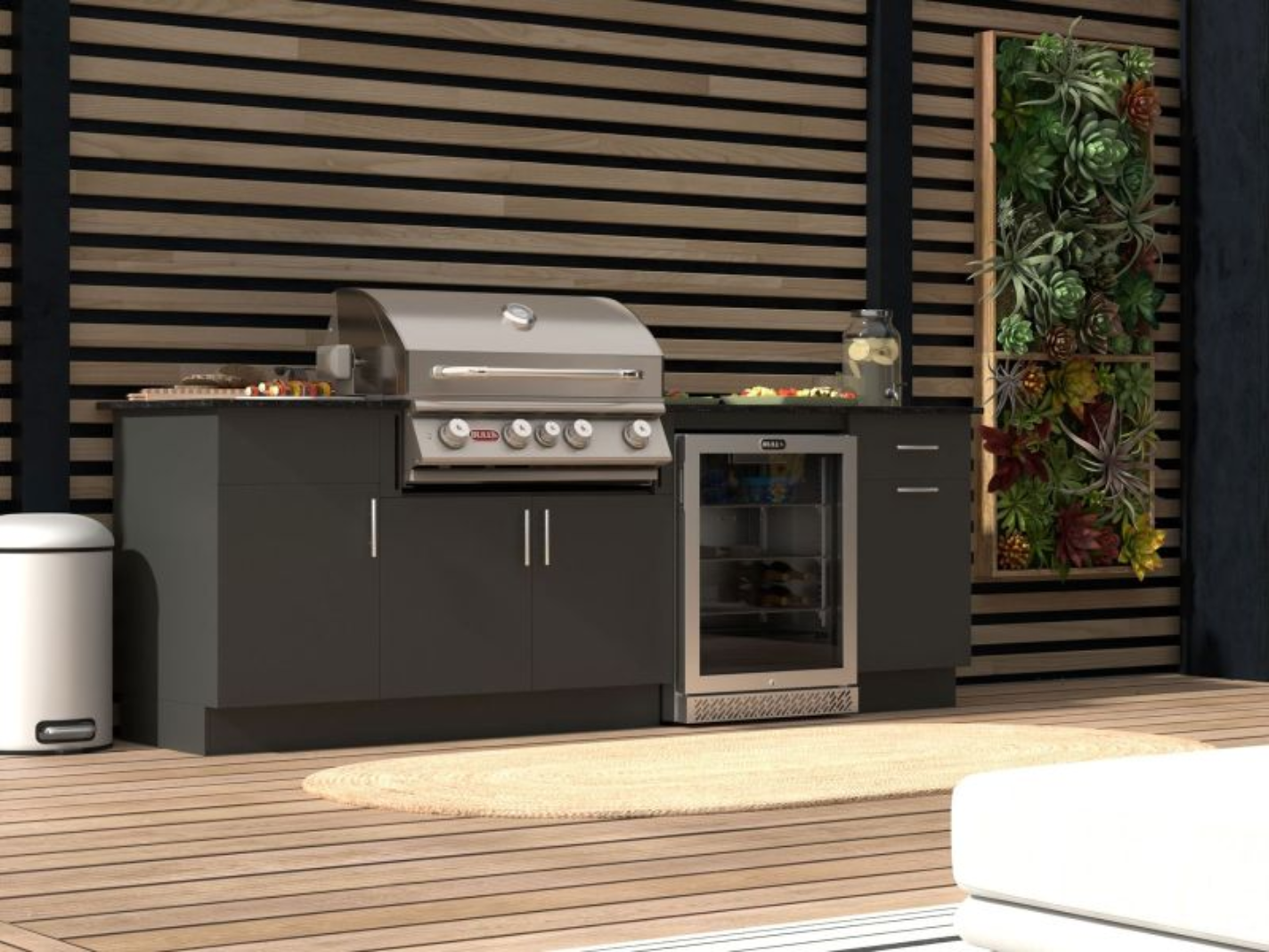 Power Q In Quartzsite Granite Top (Includes Outlaw Grill/Contemporary Fridge/Fridge Frame/Double Door/Side Burner)