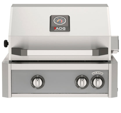 AOG L-Series 24" 2-Burner Natural Gas Built-In Grill with Backburner and Rotisserie Kit High Performance Outdoor Cooking