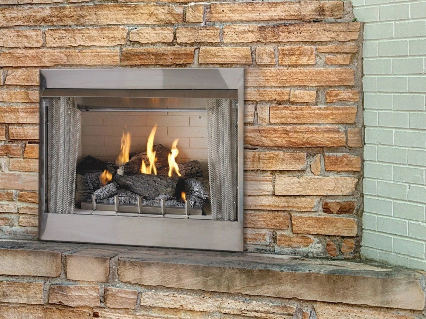 Empire White Mountain Hearth Carol Rose Coastal 36" Stainless Steel Traditional Premium Outdoor Natural/Propane Gas Fireplace with Millivolt Control