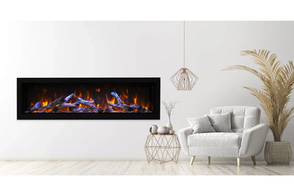 Remii Extra Tall 55" Indoor/Outdoor Zero Clearance Built-in Electric Fireplace with Black Steel Surround | 102755-XT