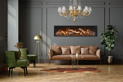 Remii Extra Tall 55" Indoor/Outdoor Zero Clearance Built-in Electric Fireplace with Black Steel Surround | 102755-XT