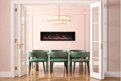 Remii Deep 45" Indoor/Outdoor Built-in Electric Fireplace with Black Steel Surround | 102745-DE