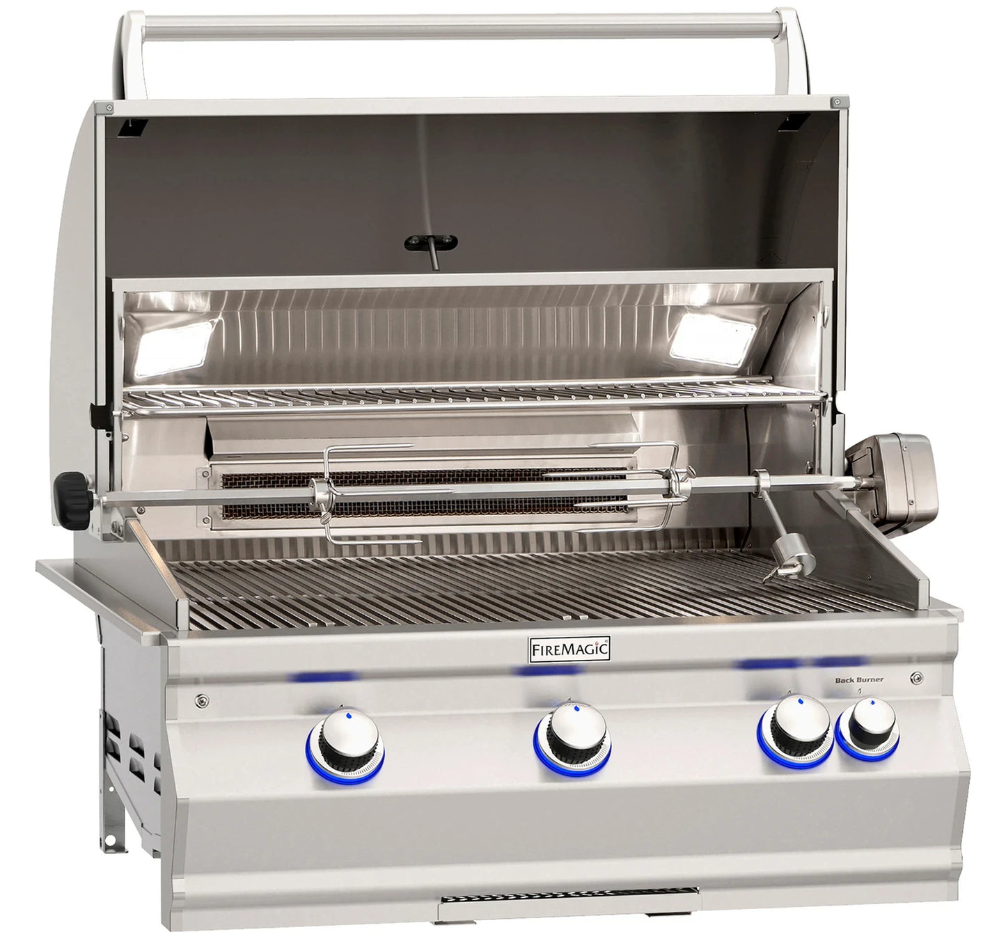 Fire Magic Aurora A660i 34" Built-In Propane Grill with Rotisserie Kit, Analog Thermometer and Optional Magic View Window