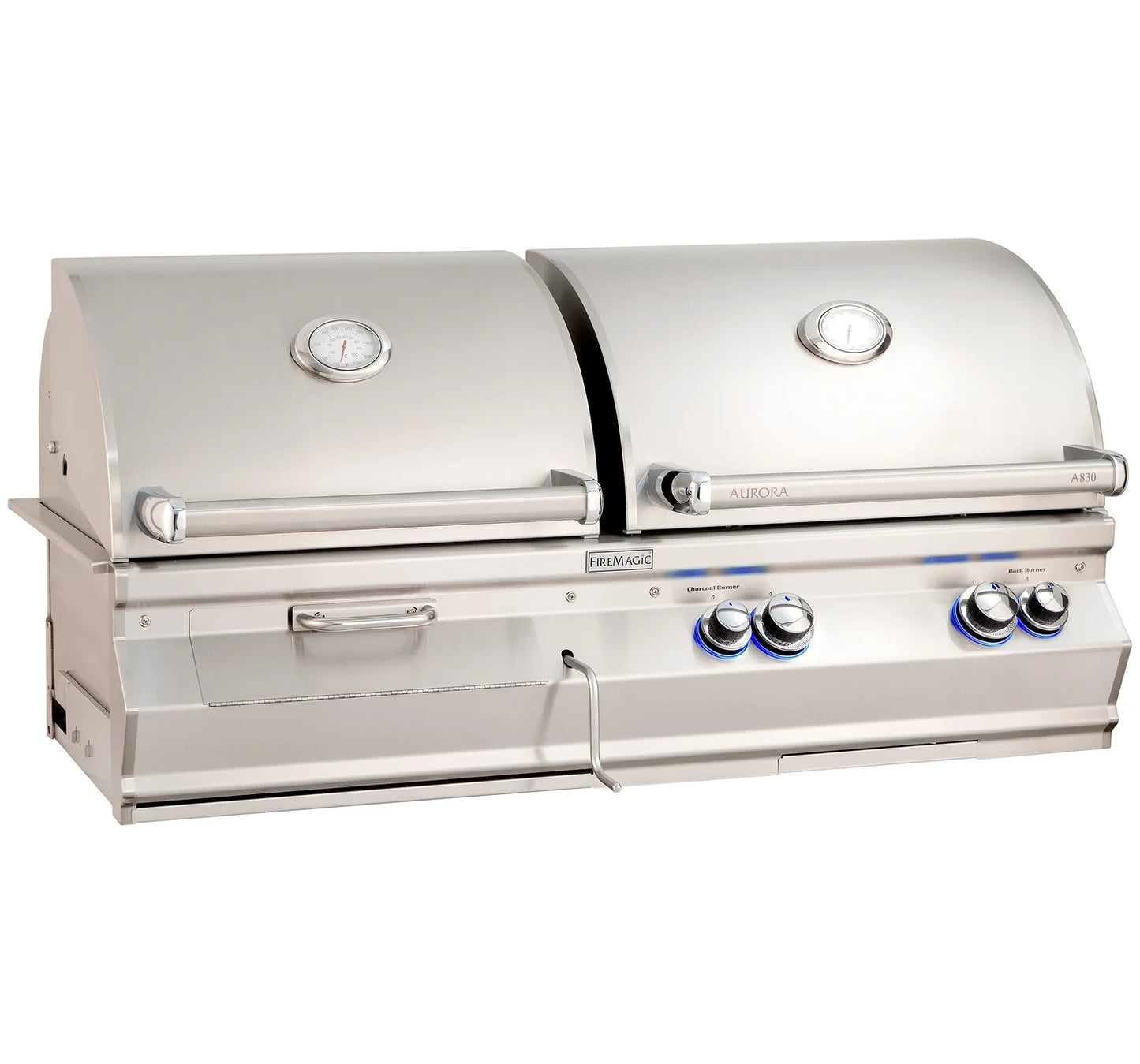 Fire Magic Aurora A830 32" Natural Gas & Charcoal Combo Grill with Rotisserie Kit and Analog Thermometer