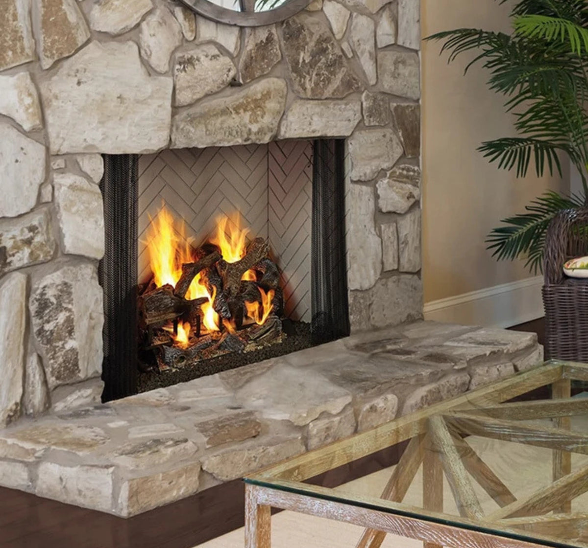 Majestic 42" Radiant Wood Burning Fireplace with Natural Gray Hearth Refractory