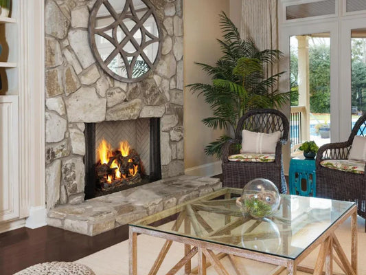 Majestic 36" Radiant Wood Burning Fireplace with Natural Gray Hearth Refractory