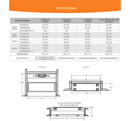 Monessen Artisan 60" Vent Free Natural Gas Linear Fireplace with IPI Plus Ignition