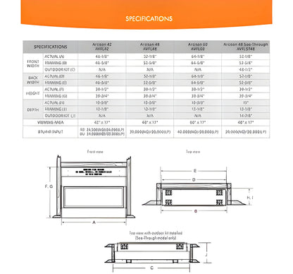 Monessen Artisan 42" Vent Free Liquid Propane Linear Fireplace with IFT Ignition