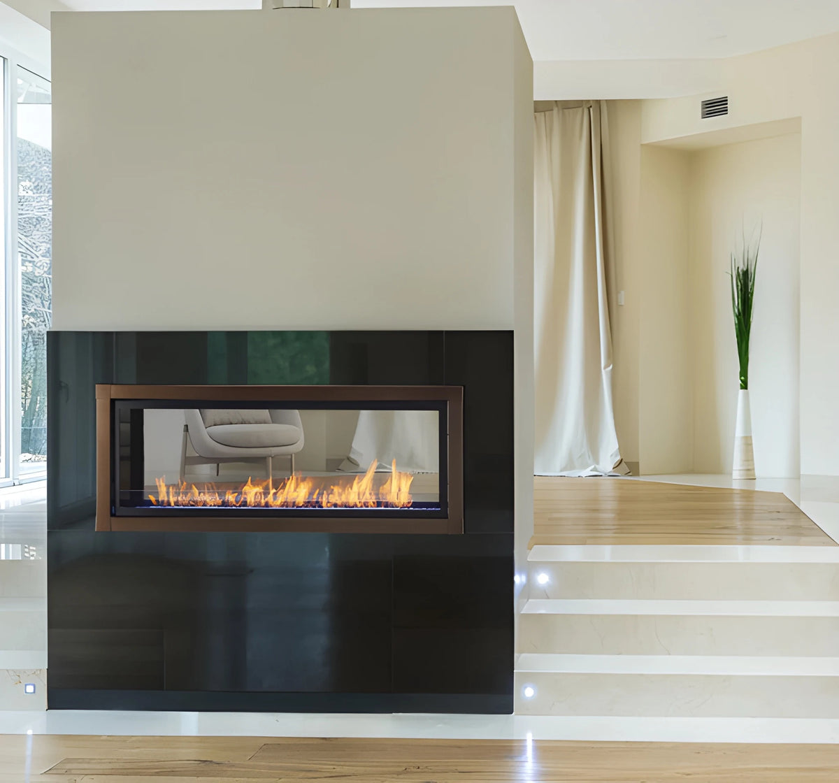 Monessen Artisan 48" Double-Sided See Through Vent Free Natural Gas Linear Fireplace with  IntelliFire Plus Ignition