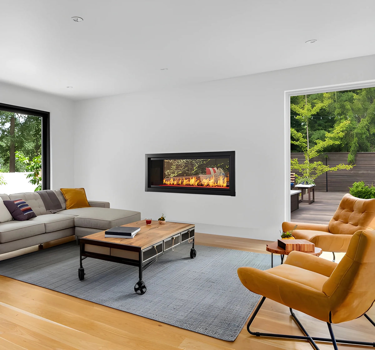 Monessen Artisan 48" Double-Sided See Through Vent Free Natural Gas Linear Fireplace with  IntelliFire Plus Ignition