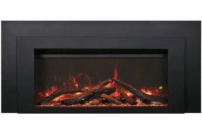Amantii Sierra Flame 30" Deep Electric Fireplace Insert With Black Steel Surround and Overlay | INS-FM-30