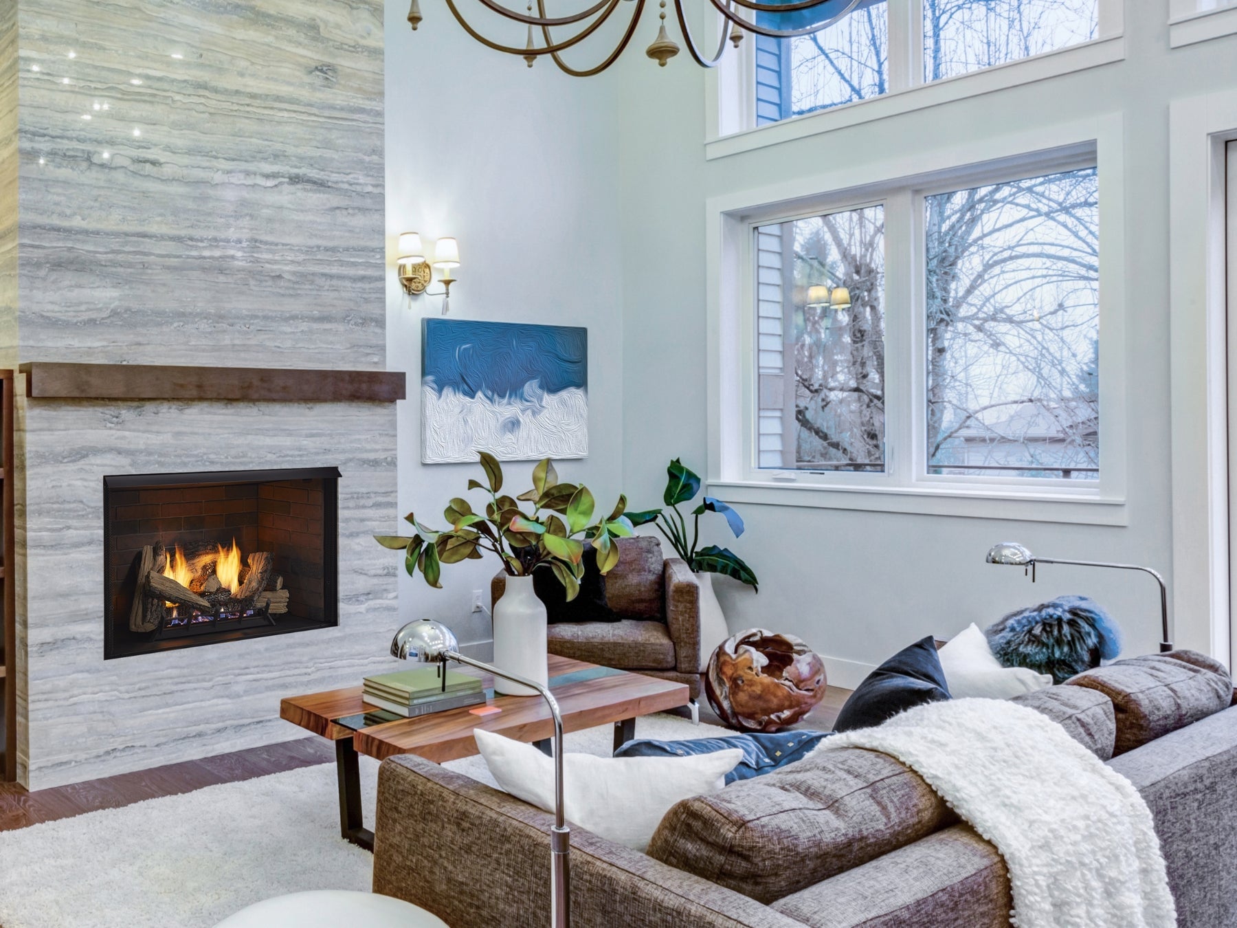 Monessen Attribute 42" Universal Circulating Vent Free Firebox with Radiant Face and Multitonal Brown Reversible Panels