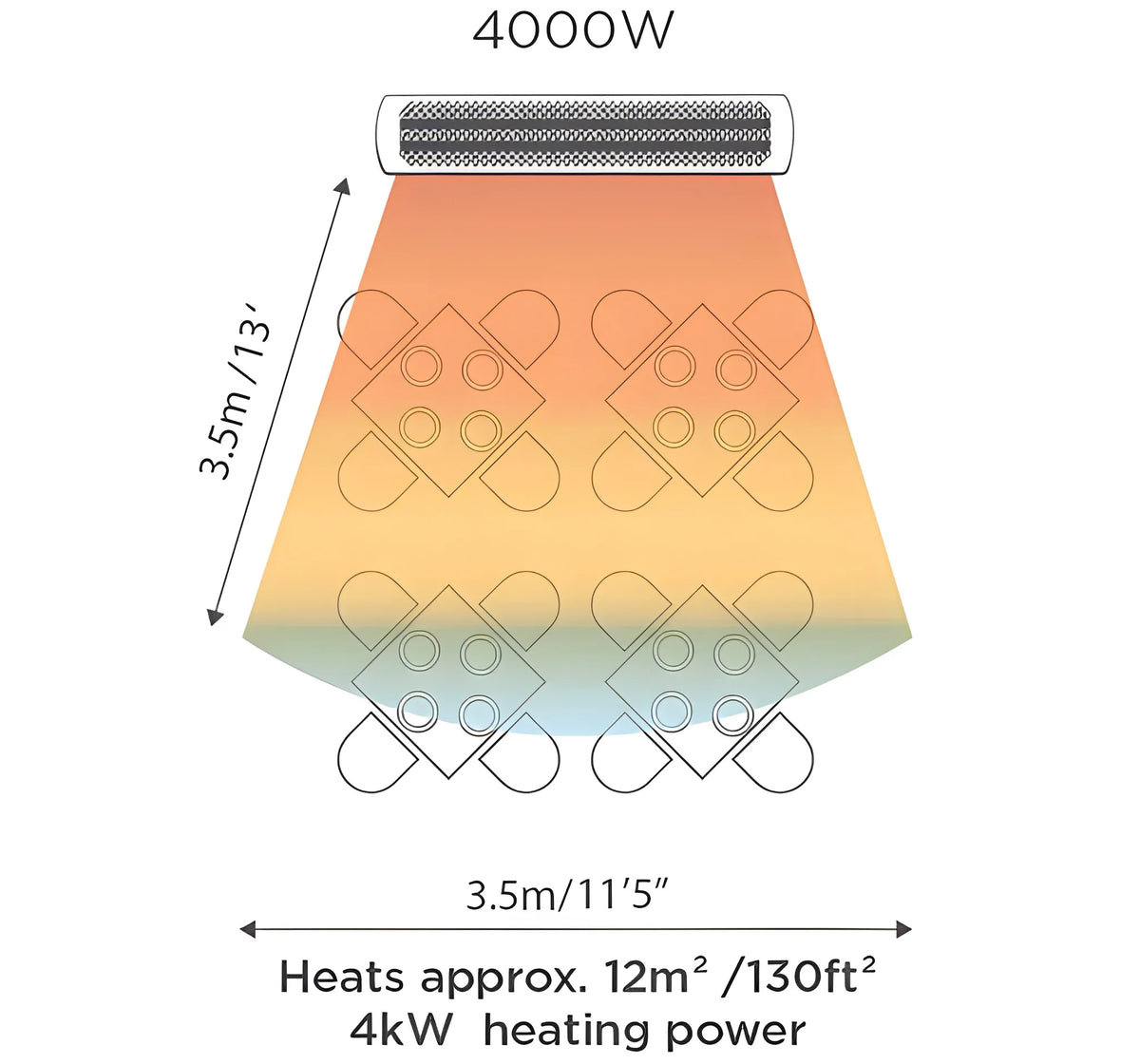 Bromic Heating Cobalt Smart-Heat 44" 4000W 230-240V Silver Electric Outdoor Patio Heater