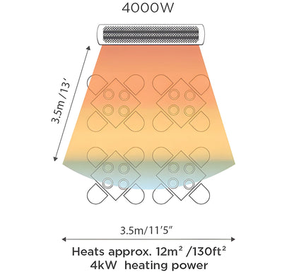 Bromic Heating Cobalt Smart-Heat 44" 4000W 230-240V Silver Electric Outdoor Patio Heater