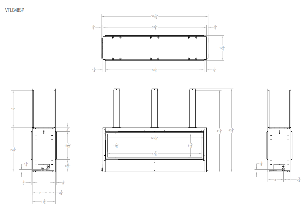 Empire Hearth Boulevard 48" Vent Free See Through Linear Gas Fireplace with Intermittent Pilot and Thermostat Variable Remote Control