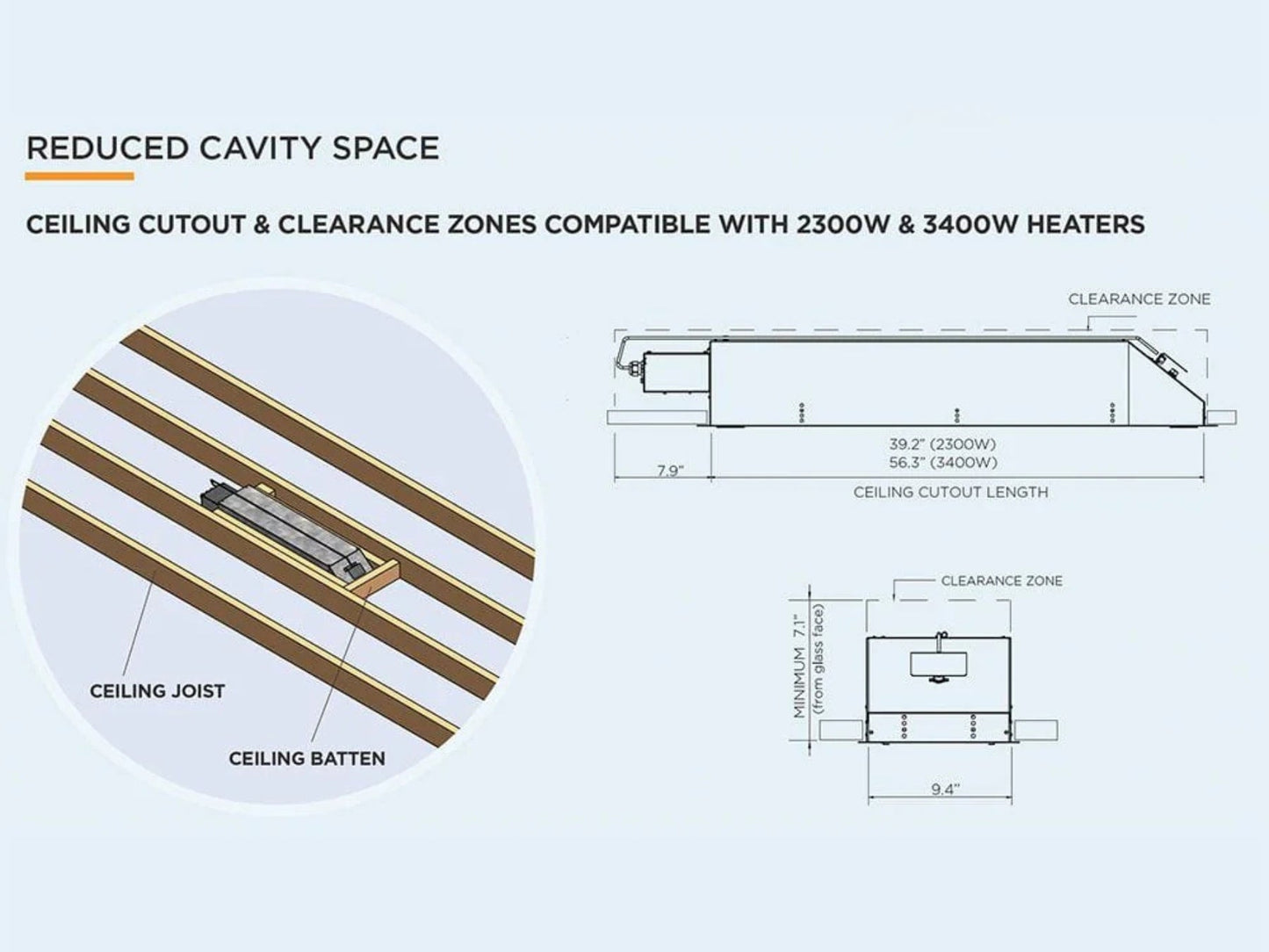 Bromic Heating Low Clearance Ceiling Recess Kit for Platinum 2300W Electric Heater