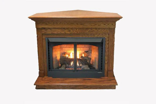 Builder Series Firebox With Standard Dark Oak Corner Mantel