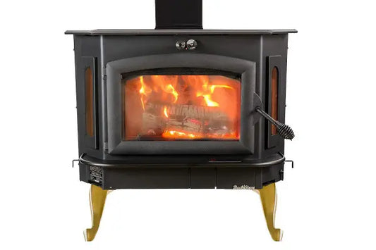 91 Catalytic wood Stove with Blower Ash Tray Black Door
