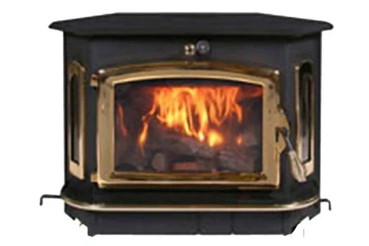 91 Catalytic wood Stove with Blower Ash Tray Gold Door