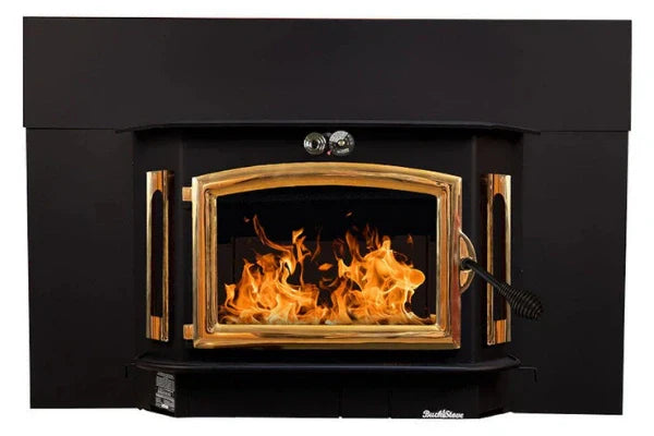 91 Catalytic wood Stove with Blower Ash Tray Gold Door