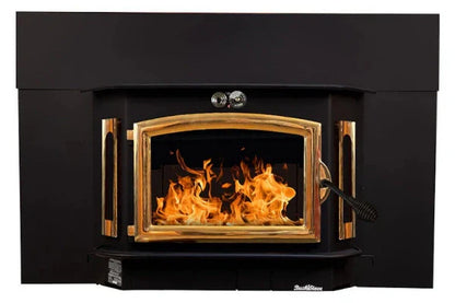 91 Catalytic wood Stove with Blower Ash Tray Gold Door