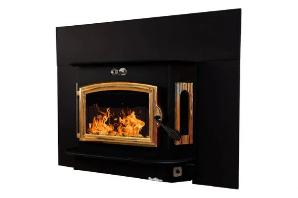 91 Catalytic wood Stove with Blower Ash Tray Gold Door