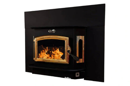91 Catalytic wood Stove with Blower Ash Tray Gold Door