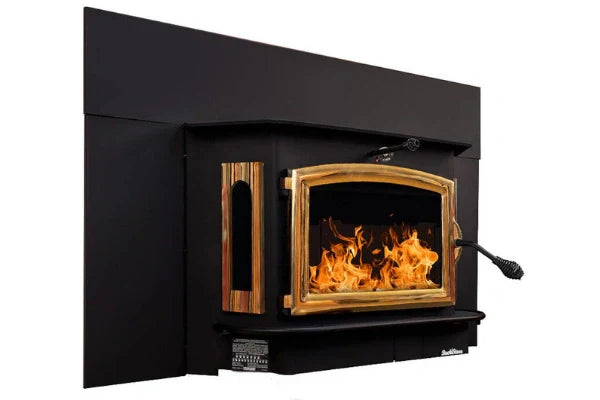 91 Catalytic wood Stove with Blower Ash Tray Gold Door