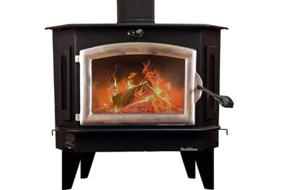 91 catalytic wood stove with blower Ash Tray Pewter Door