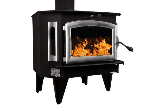 91 catalytic wood stove with blower Ash Tray Pewter Door