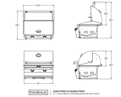 Fire Magic Choice C430i 27" Built-In Propane Grill with Analog Thermometer