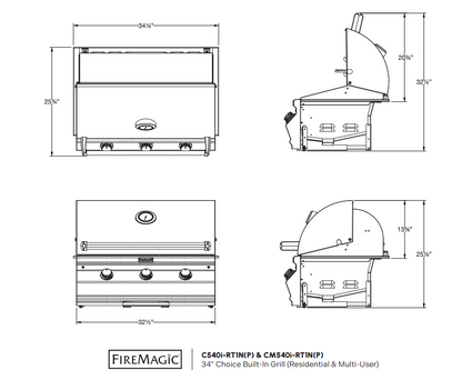 Fire Magic Choice C540i 34" Built-In Propane Grill with Analog Thermometer