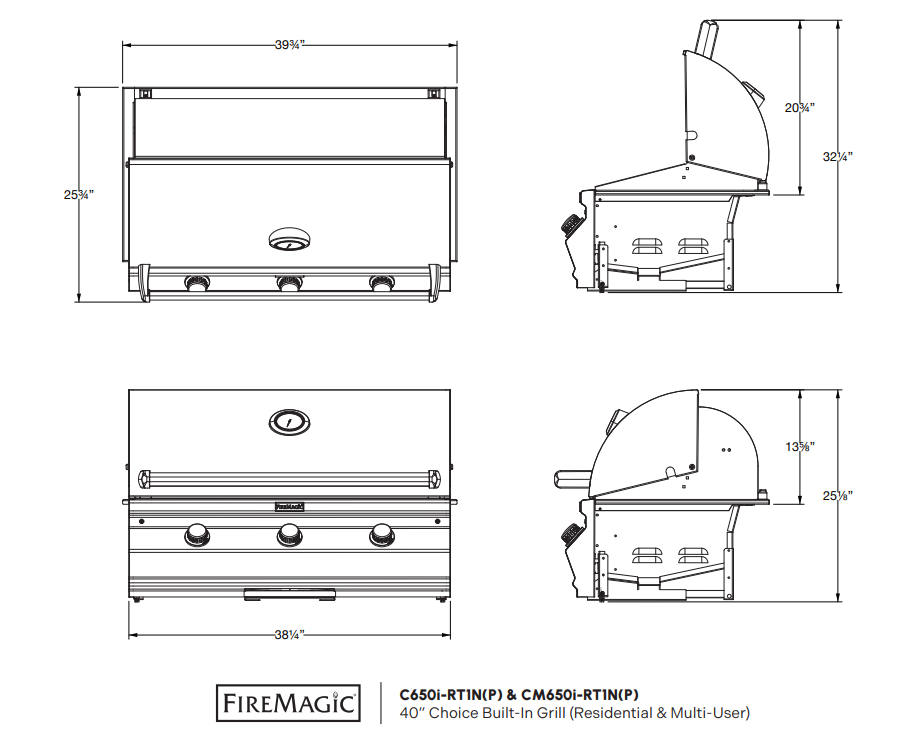 Fire Magic Choice C650i 40" Built-In Propane Grill with Analog Thermometer